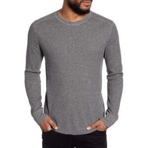 Vince Slim Fit Waffle Knit Long Sleeve T-Shirt Cotton Stretch Gray Size L